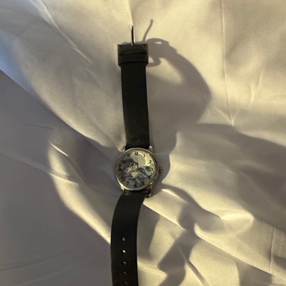 Jewelry - Unique Black Strap Watch with Artistic Dial